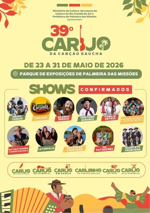 Veja a programação do 39º Carijo da Canção Gaúcha