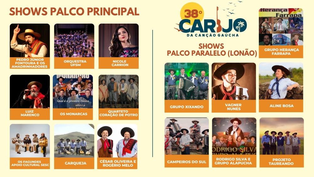 38º Carijo da Canção Gaúcha: confira a programação do festival